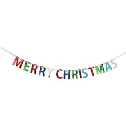 Christmas Merry Christmas Garland Silver