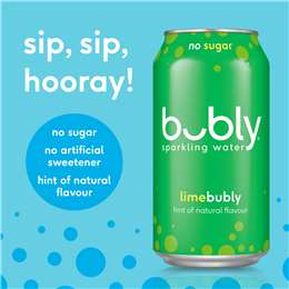 Asahi Beverages Pty Ltd Bubly Lime Sparkling Water No Sugar Multipack Cans