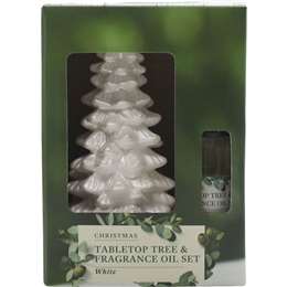 Christmas Tabletop Tree & Fragrance Oil Set White