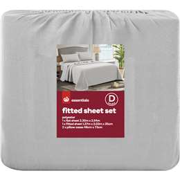 Essentials Fitted Sheet Set Double Bed Assorted
