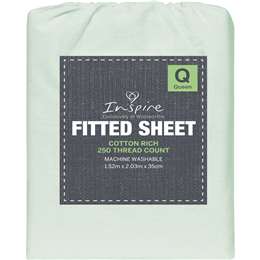Inspire 250 Thread Count Cotton Fitted Sheet Queen Bed Assorted