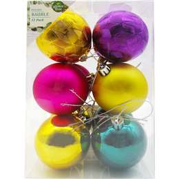 Christmas Baubles 60mm Mixed 12 Pack