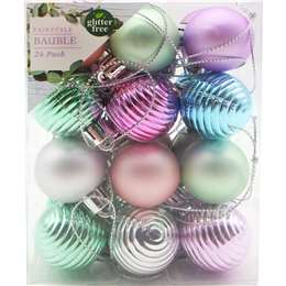 Christmas Baubles 30mm Mixed Pastel 