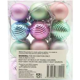 Christmas Baubles 30mm Mixed Pastel 