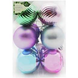 Christmas Baubles 60mm Mixed Pastel 12 Pack