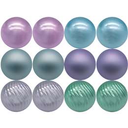 Christmas Baubles 60mm Mixed Pastel 