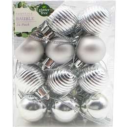 Christmas Baubles 30mm Silver 