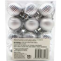 Christmas Baubles 30mm Silver 