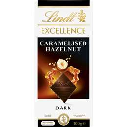 Lindt Excellence Caramelised Hazelnut Dark Chocolate Block 100g