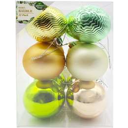 Christmas Baubles 60mm Green 12 Pack