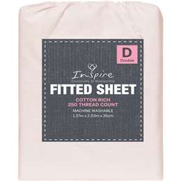 Inspire 250 Thread Count Double Cotton Fitted Sheet Assorted