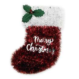 Christmas Tinsel Stocking Decoration 