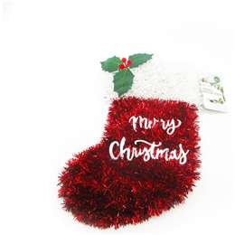 Christmas Tinsel Stocking Decoration 