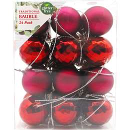Christmas Decoration Traditional 30mm Baubles Red