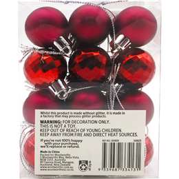 Christmas Decoration Traditional 30mm Baubles Red