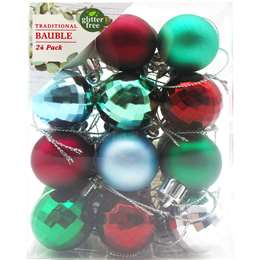 Christmas Baubles 30mm Mixed 