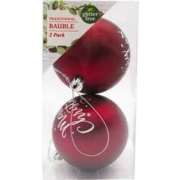 Christmas Traditional Bauble Red 2 Pack