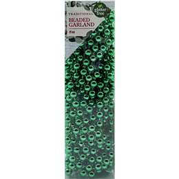Christmas Decoration 8 Metre Beaded Garland Green