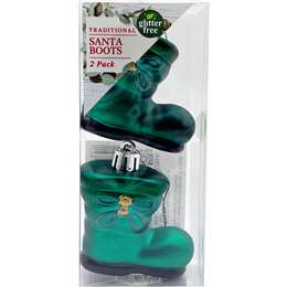 Christmas Traditional Santa Boots Decoration Green