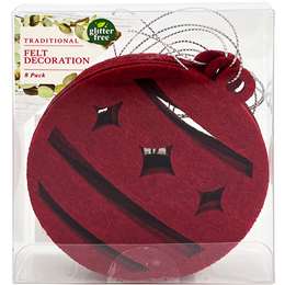 Christmas Decoration Traditional Felt Baubles Red