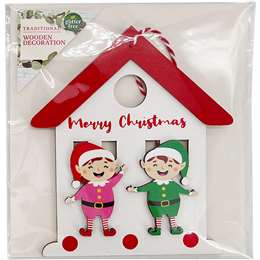 Christmas Decoration Traditional Wooden House Elf