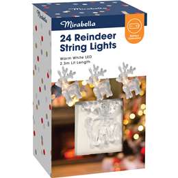 Mirabella Christmas Battery Operated 24 Reindeer String Lights 2.3m