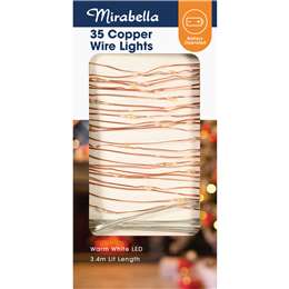 Mirabella Christmas Battery Operated 35 Copper Wire Lights 3.4m