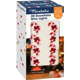 Mirabella Christmas Battery Operated 20 Snowflake Wire Lights 1.9m