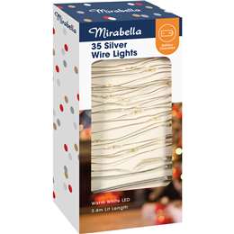 Mirabella Christmas Battery Operated 35 Silver Wire Lights 3.4m