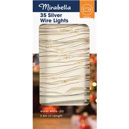 Mirabella Christmas Battery Operated 35 Silver Wire Lights 3.4m