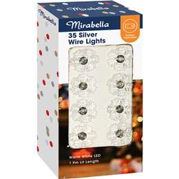 Mirabella Christmas Battery Operated 35 Silver Wire Lights 1.9m