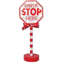 Mirabella Christmas Santa Stop Here Sign White