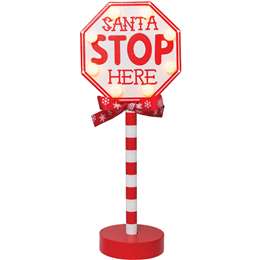 Mirabella Christmas Santa Stop Here Sign White