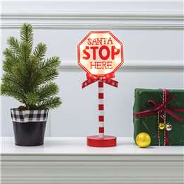 Mirabella Christmas Santa Stop Here Sign White