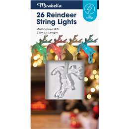 Mirabella Christmas Mains Powered 26 Reindeer String Lights 2.5m