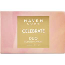 Haven Luxe Duo Celebrate Peaches & Cream Soy Blend Candle