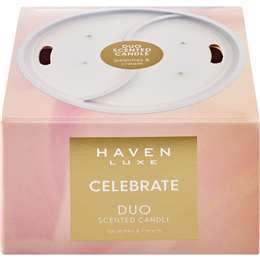 Haven Luxe Duo Celebrate Peaches & Cream Soy Blend Candle