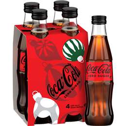 Coca - Cola Zero Sugar Glass Bottle 330ml X 4 Pack | Woolworths