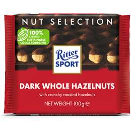 Ritter Sport Dark Whole Hazelnuts Chocolate Block 100g