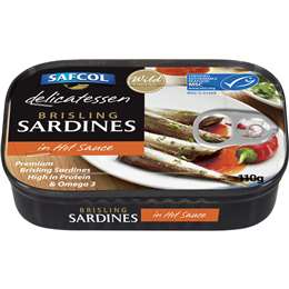 Safcol Delicatessen Brisling Sardines In Hot Sauce Tin