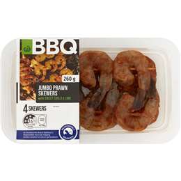 Woolworths Jumbo Prawn Skewers With Sweet Chilli & Lime