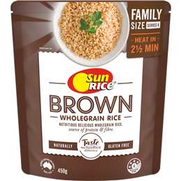 Sunrice Microwave Brown Rice Pouch 450g