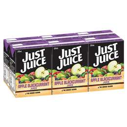 Just Juice Apple & Blackcurrant Juice Lunch Box Poppers Multipack 200mL x 6 pack