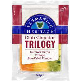 Tasmanian Heritage Club Cheddar Cheese Trilogy Herbs Vintage Sun Dried Tomato