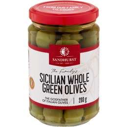 Sandhurst Olives Green Sicilian 280g
