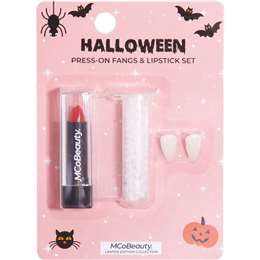 Mcobeauty Halloween Press On Fangs & Lipstick Set Each