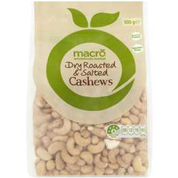 Macro Dry Roasted & Salted Cashews Nuts 500g | Woolworths