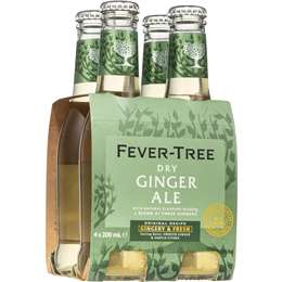 Fever-Tree Premium Dry Ginger Ale  Bottles 200ml x 4 Pack