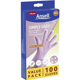 Vileda Ansell Simply Easy TPE Disposable Gloves Medium/Large 100 pack