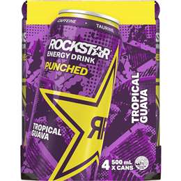 Rockstar Energy Drink Guava Energy Drink 500ml X4 Pack | Woolworths